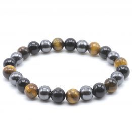 Pulsera 8mm Obsidiana negra, Hematita, Ojo de Tigre